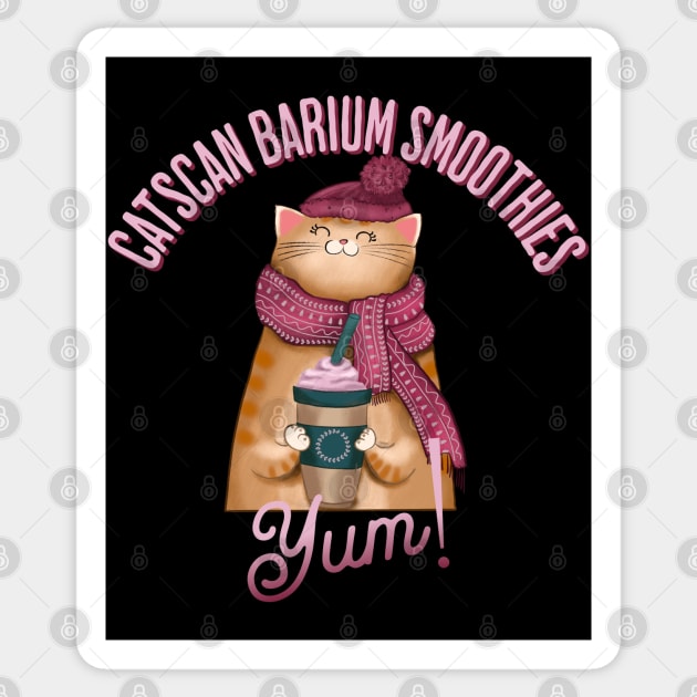 Funny CTScan barium beverage Happy Cat design Sticker by Luxinda